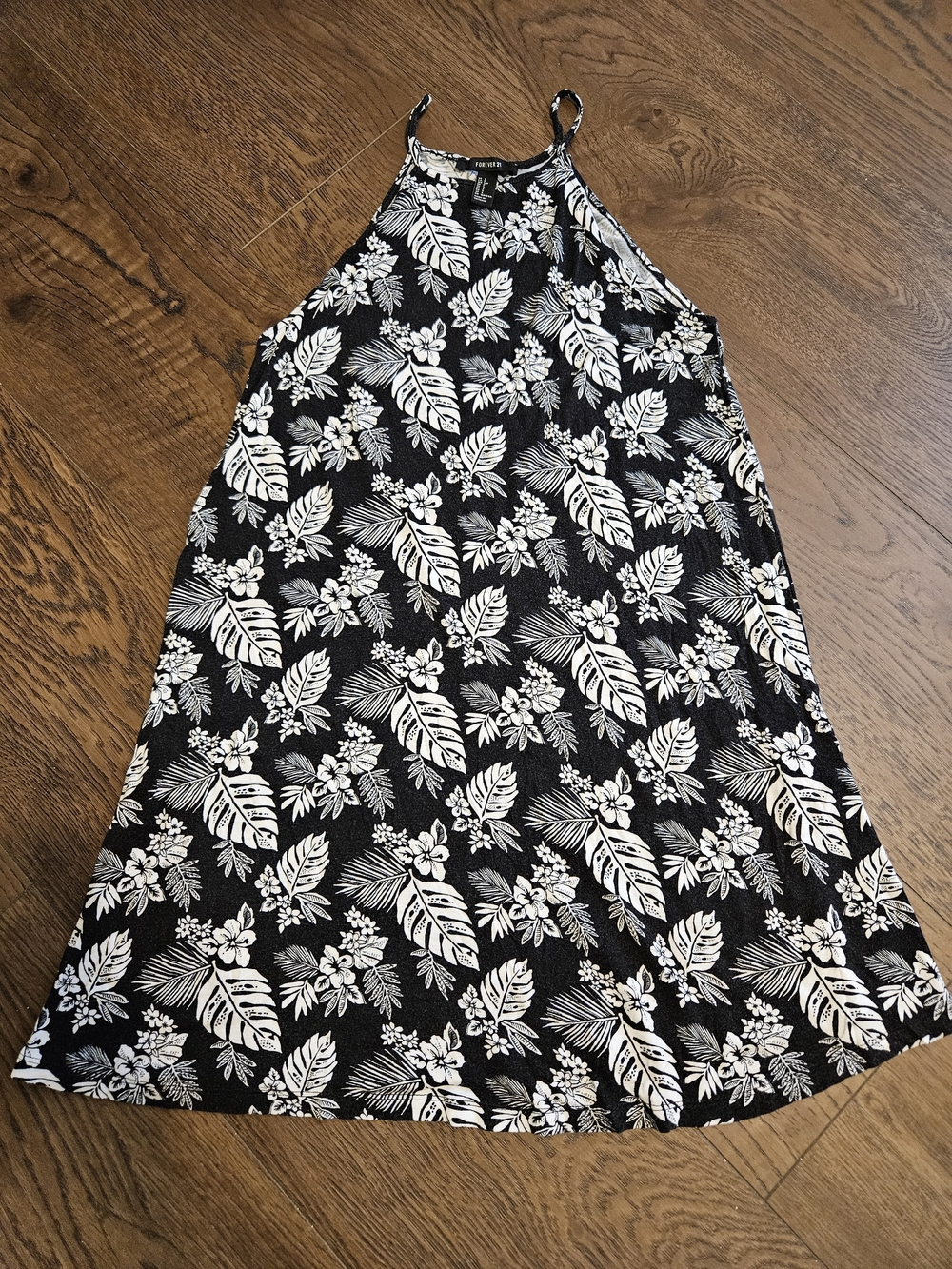 Forever 21 Black and White Floral Halter Dress